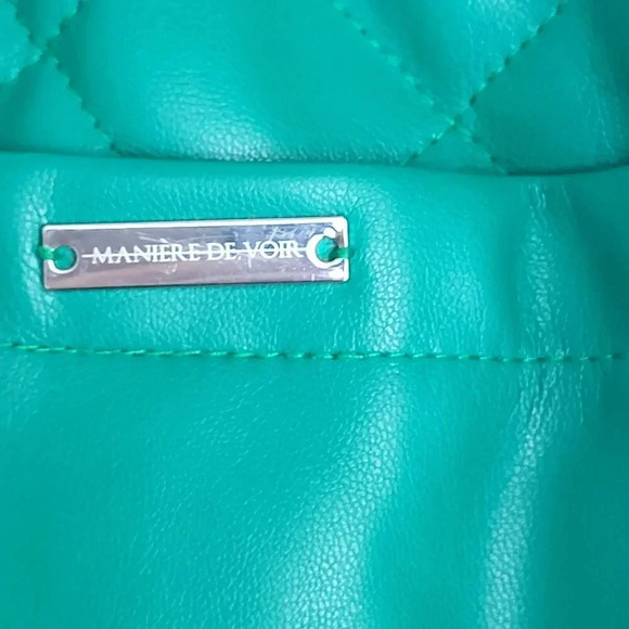 Maniere De Voir VEGAN LEATHER QUILTED JOGGERS Green Sz 8 Medium - Picture 8 of 16